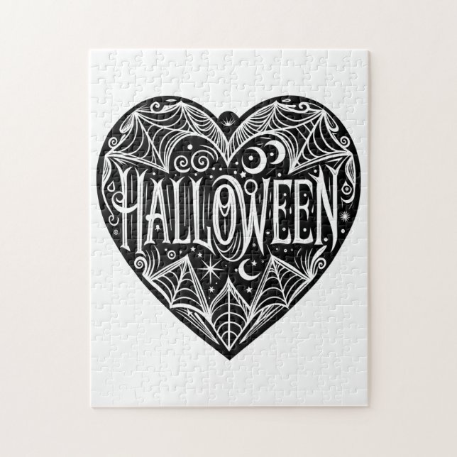 Halloween Heart, Black Heart Shape, Holiday Jigsaw Puzzle (Vertical)