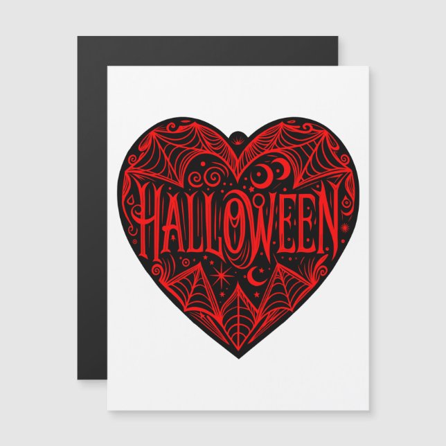 Halloween Heart, Black Heart Shape, Holiday Magnetic Invitation (Front/Back)