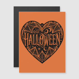 Halloween Heart, Black Heart Shape, Holiday Magnetic Invitation