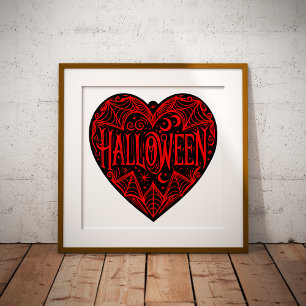 Halloween Heart, Black Heart Shape, Holiday Photo Print