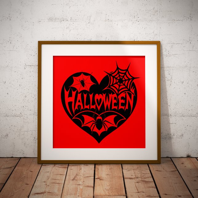 Halloween Heart, Black Heart Shape, Spider Web Foil Prints (Creator Uploaded)