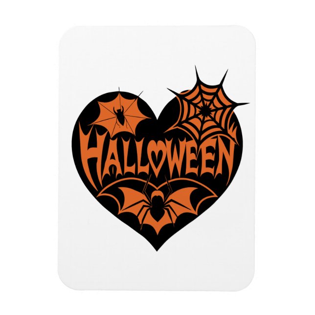 Halloween Heart, Black Heart Shape, Spider Web Magnet (Vertical)