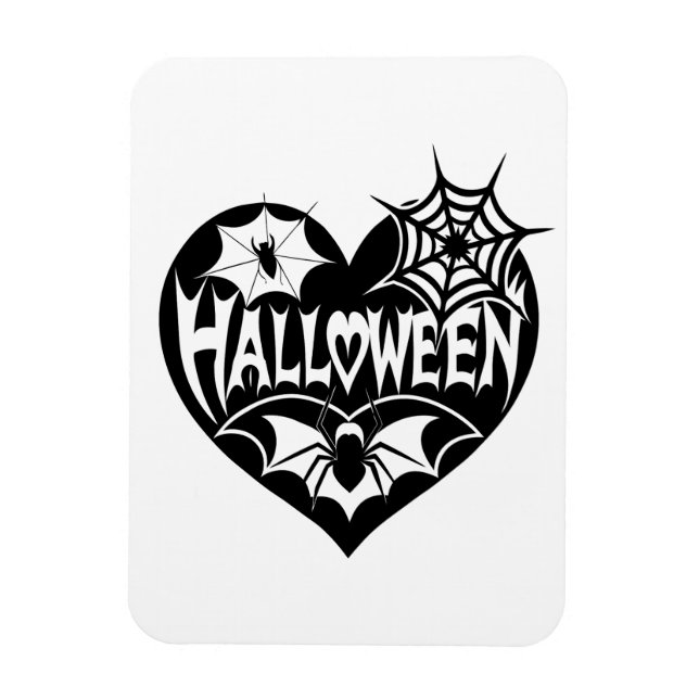 Halloween Heart, Black Heart Shape, Spider Web Magnet (Vertical)