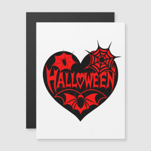 Halloween Heart, Black Heart Shape, Spider Web Magnetic Invitation