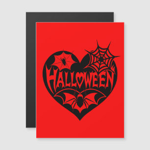 Halloween Heart, Black Heart Shape, Spider Web Magnetic Invitation