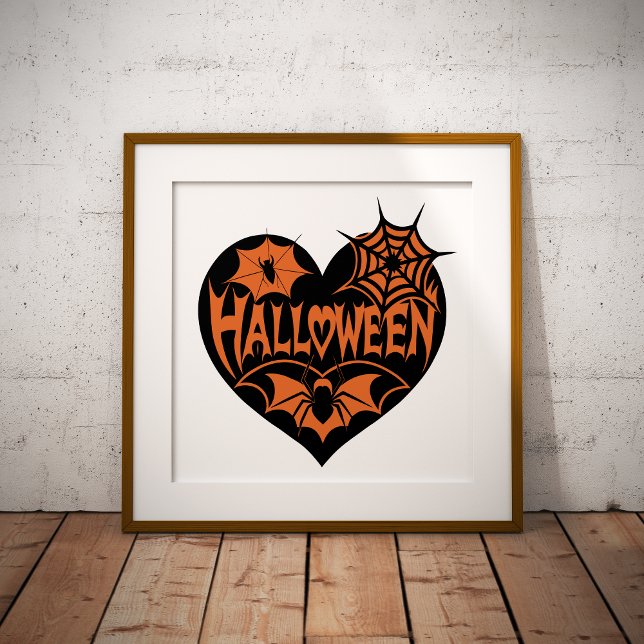 Halloween Heart, Black Heart Shape, Spider Web Photo Print (Creator Uploaded)