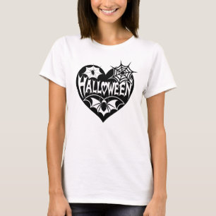Halloween Heart, Black Heart Shape, Spider Web T-Shirt