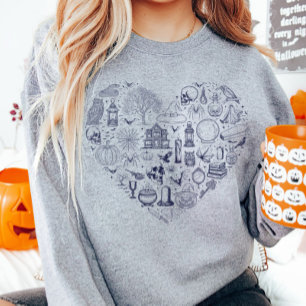 Halloween Heart Blue Spooky Doodles Sweatshirt