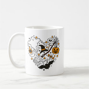 Halloween Heart Cute Ghosts, Pumpkins & Candy Coffee Mug