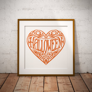 Halloween Heart, Orange Heart, Holiday Photo Print