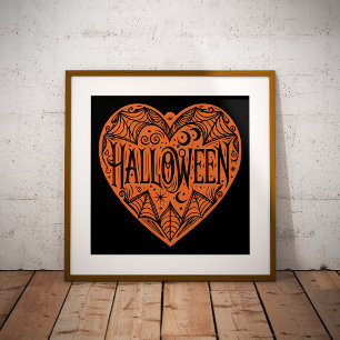 Halloween Heart, Orange Heart Shape, Holiday Photo Print
