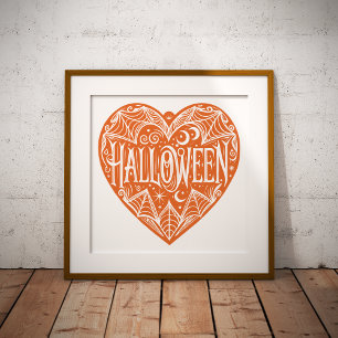 Halloween Heart, Orange Heart Shape, Holiday Photo Print