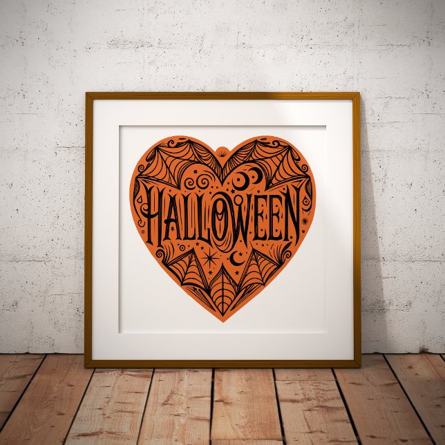 Halloween Heart, Orange Heart Shape, Holiday Poster (Creator Uploaded)