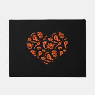 Halloween Heart Pumpkins Heart Halloween Ghosts Doormat