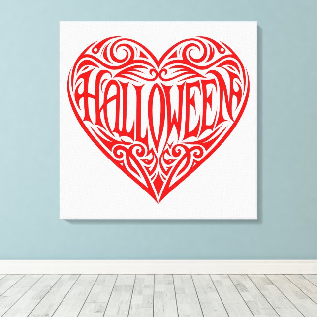 Halloween Heart, Red Heart, Holiday Canvas Print (Insitu(Wood Floor))