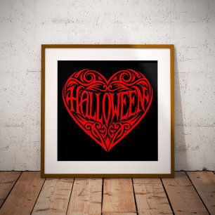 Halloween Heart, Red Heart, Holiday Foil Prints
