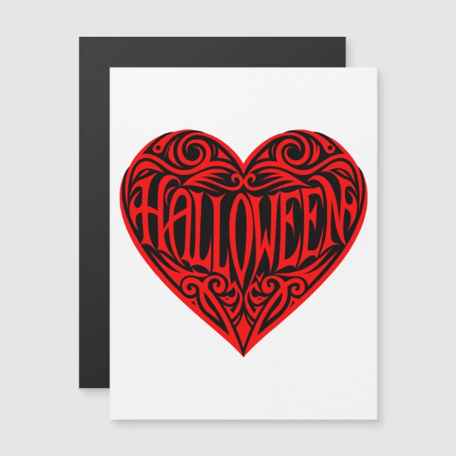 Halloween Heart, Red Heart, Holiday Magnetic Invitation (Front/Back)