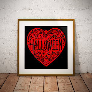 Halloween Heart, Red Heart Shape, Holiday Foil Prints