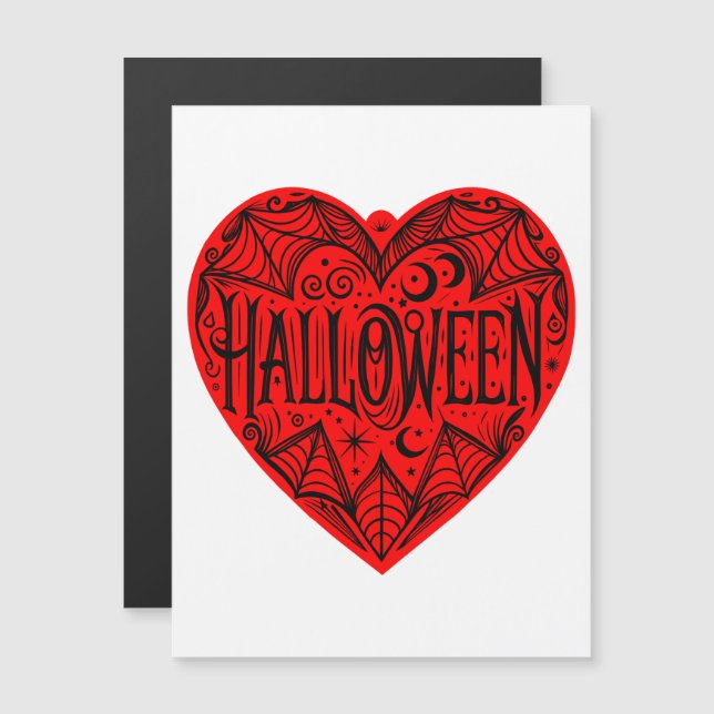 Halloween Heart, Red Heart Shape, Holiday Magnetic Invitation (Front/Back)