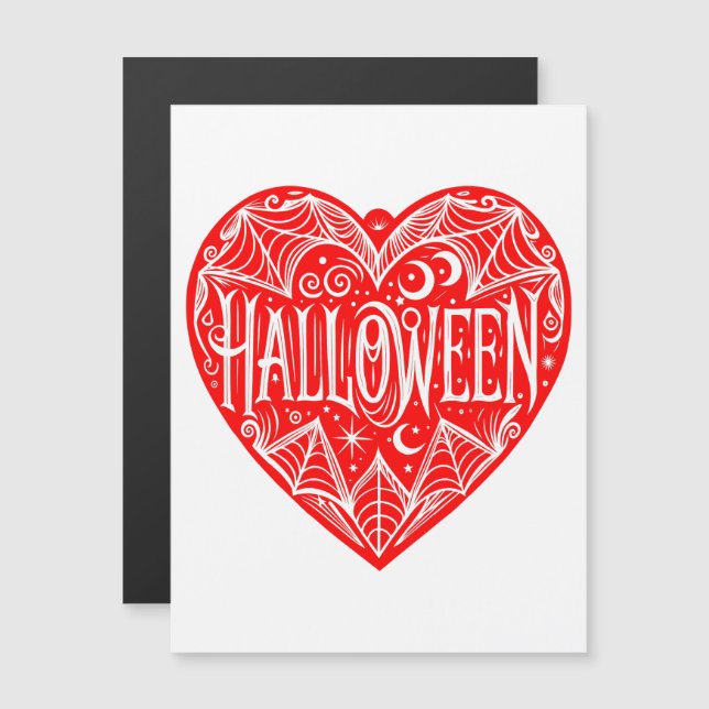 Halloween Heart, Red Heart Shape, Holiday Magnetic Invitation (Front/Back)