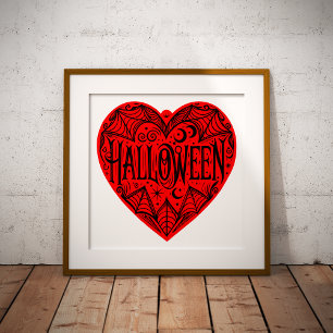 Halloween Heart, Red Heart Shape, Holiday Poster