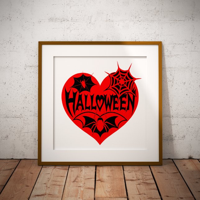 Halloween Heart, Red Heart Shape, Spider Web Foil Prints (Creator Uploaded)