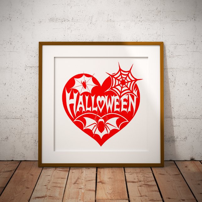 Halloween Heart, Red Heart Shape, Spider Web Foil Prints (Creator Uploaded)