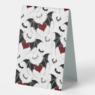Halloween heart with black bat wings