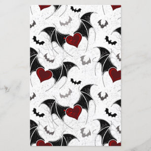 Halloween heart with black bat wings