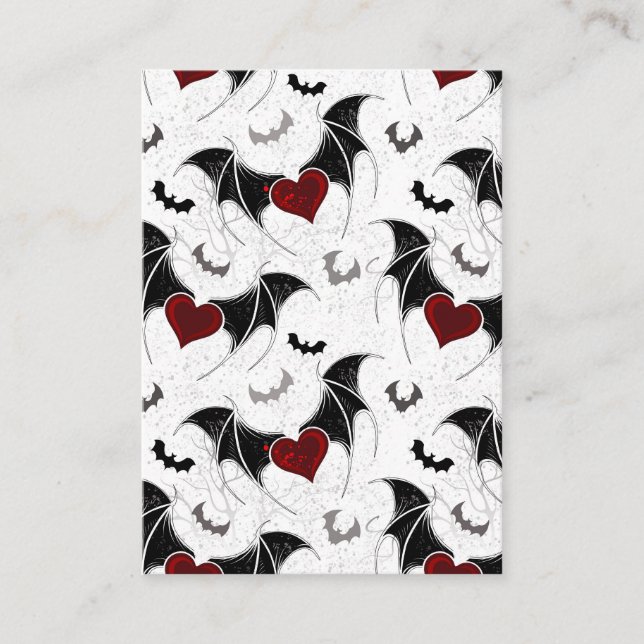 Halloween heart with black bat wings advice card (Front)