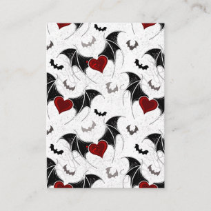 Halloween heart with black bat wings appointment card