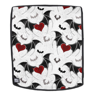 Halloween heart with black bat wings backpack