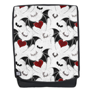 Halloween heart with black bat wings backpack