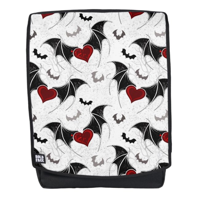 Halloween heart with black bat wings backpack (Front)