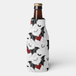 Halloween heart with black bat wings bottle cooler
