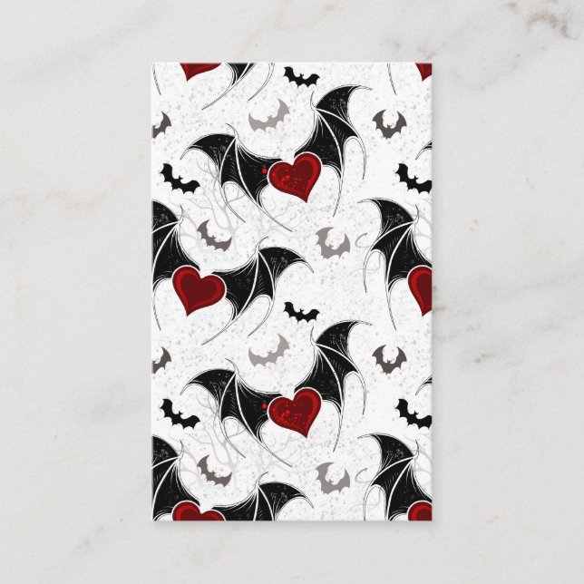 Halloween heart with black bat wings business card (Front)