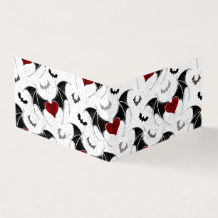 Halloween heart with black bat wings business card