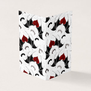 Halloween heart with black bat wings business card