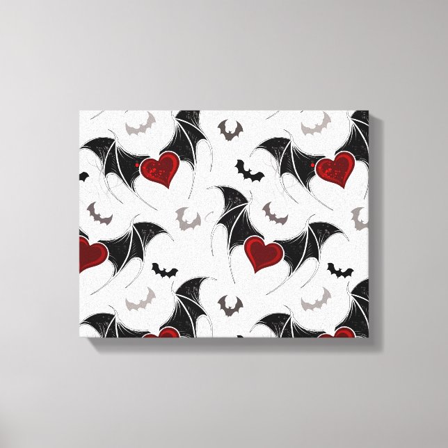 Halloween heart with black bat wings canvas print (Front)
