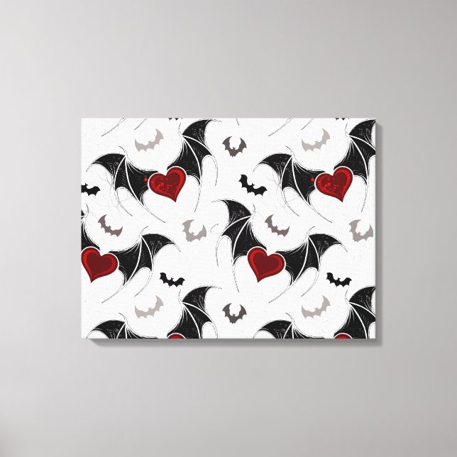 Halloween heart with black bat wings canvas print (Front)