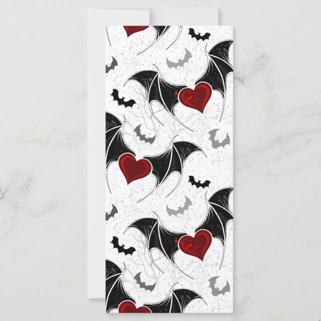 Halloween heart with black bat wings card (Front)