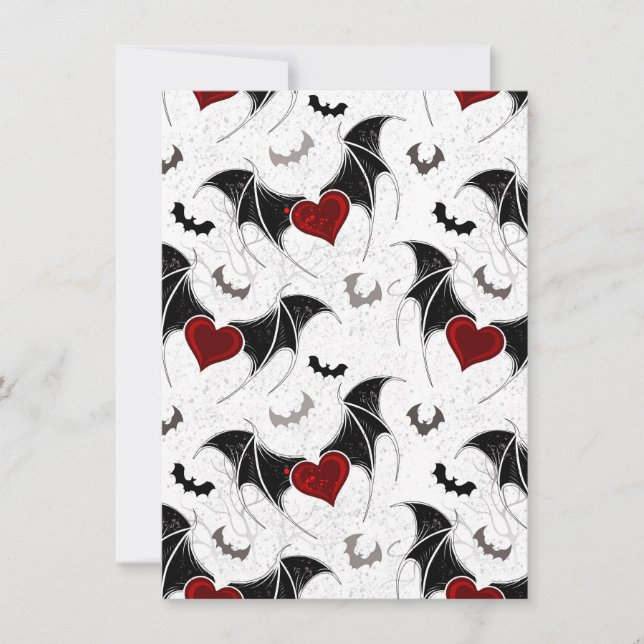 Halloween heart with black bat wings card (Front)