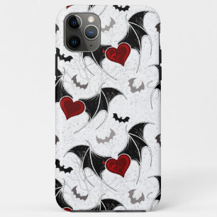Halloween heart with black bat wings iPhone 11 pro max case