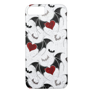 Halloween heart with black bat wings iPhone 8/7 case