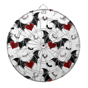 Halloween heart with black bat wings dartboard