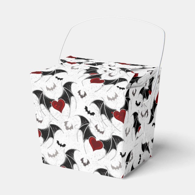 Halloween heart with black bat wings favour box (Front Side)