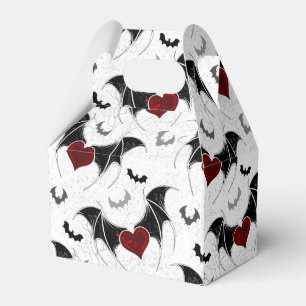 Halloween heart with black bat wings favour box