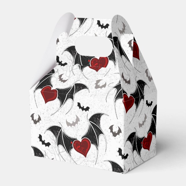 Halloween heart with black bat wings favour box (Front Side)