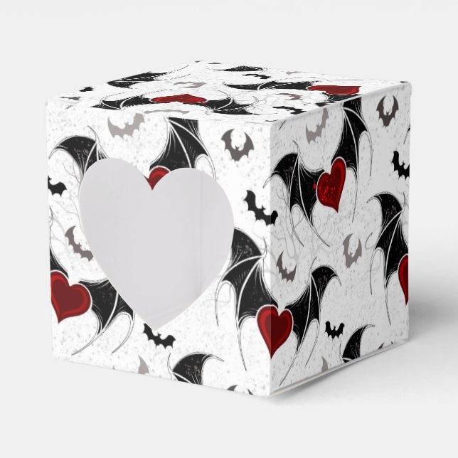 Halloween heart with black bat wings favour box (Front Side)