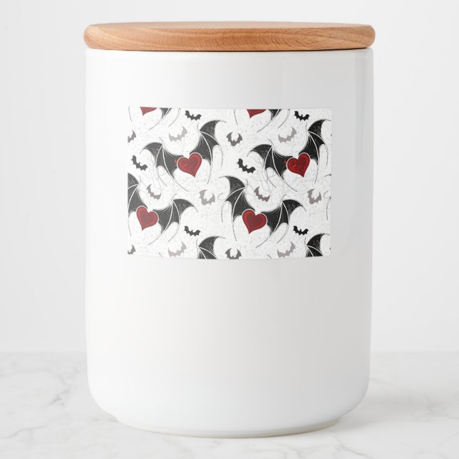 Halloween heart with black bat wings food label (Front)